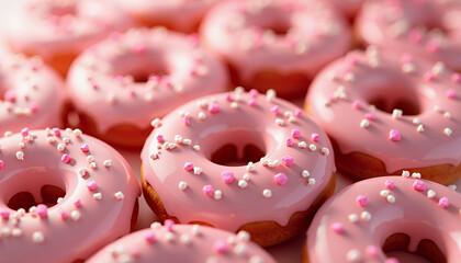 Pink donuts with sprinkles