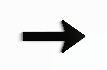 Black arrow points right on white background. Simple symbol, direction, navigation concept. Design element for web interface, business, progress, next, upload. Modern sign for pointer, direction,