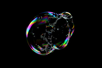 Colorful Soap Bubble with Reflections and Bubbles