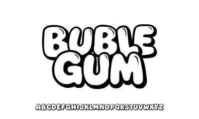 Buble alphabet letters, plump font design. Modern hand drawn vector illustration. Trendy English type