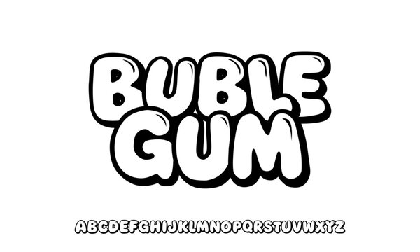 Buble alphabet letters, plump font design. Modern hand drawn vector illustration. Trendy English type