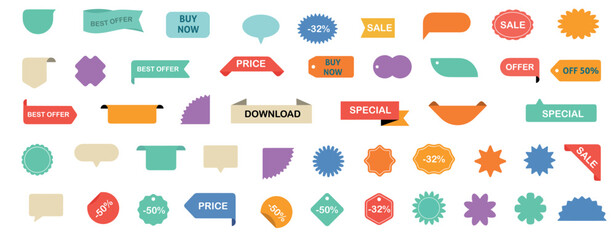 Colorful Sale and Offer Tags Set – Discount Labels, Price Tags, and Banners