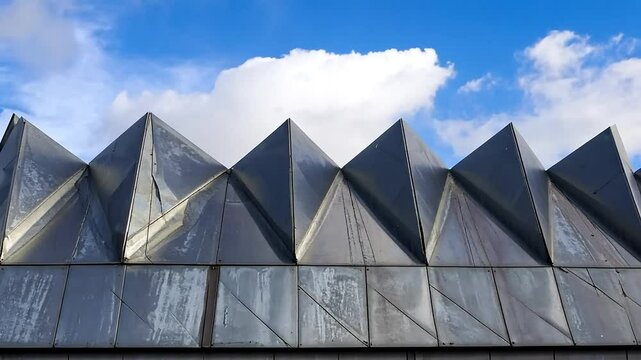 Geometric Metal Roof Design Under Sunny Sky