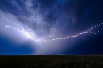 Dramatic Lightning Strikes Against Stormy Night Sky