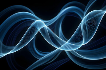 Ethereal Blue Light Waves Flowing in Dark Space