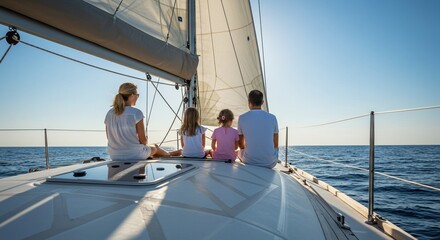 Family Sailing on a Yacht on a Sunny Day