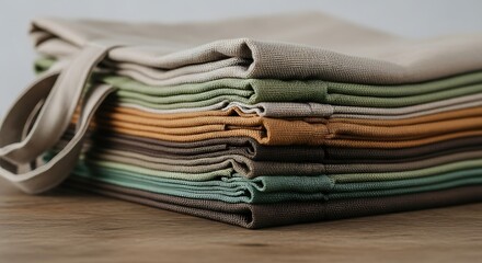 Stack of Colorful Fabric Napkins or Cloths