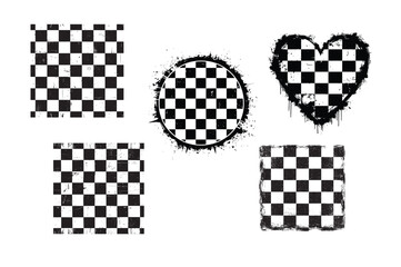 Grunge Checkered Shape Set