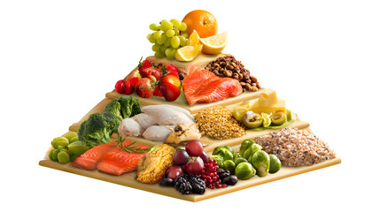 Food Pyramid for a balanced diet isolated on a white background