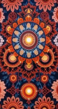 Vibrant Mandala Design With Orange Blue And Red Patterns