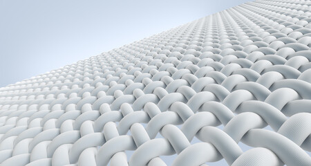 Close-up of white fabric fiber surface 3d rendering.