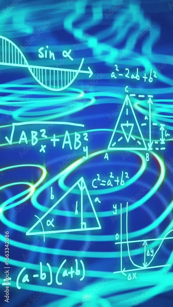 Aufkleber animation of mathematical data processing and network of connections