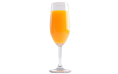 Refreshing mimosa drink with vibrant citrus color presented in a tall flute glass isolated on transparent background PNG