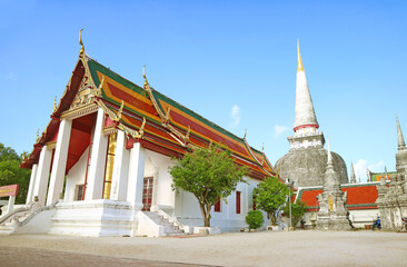 Gorgeous Wat Phra Mahathat Woramahawihan, the significant Buddhist temple of Nakhon Si Thammarat, southern Thailand