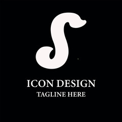 Black Twisted Shaped Letter S Icon