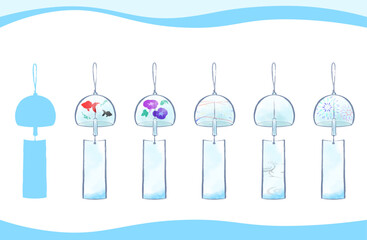 水彩風夏の涼しい風鈴セット