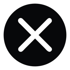 Obraz premium White cross on black circle symbol icon