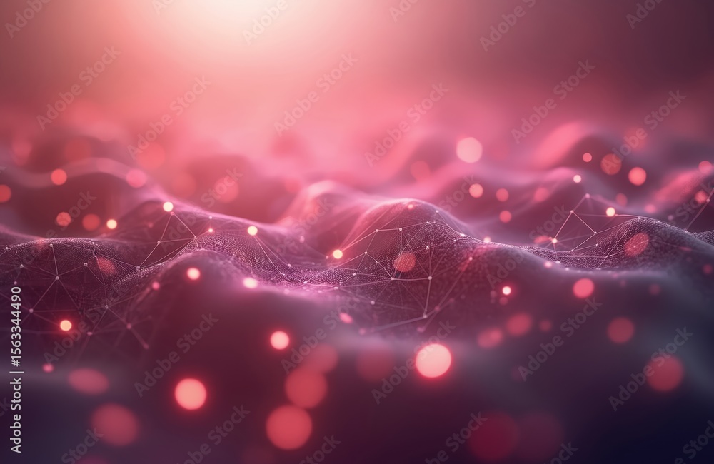 Aufkleber Abstract tech background with molecules polygonal shapes. Connecting dots lines structure. Big data visualization. Cyber tech, innovative design. Futuristic network connection, digital science.