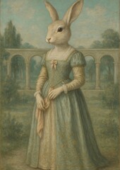 Obraz premium Victorian rabbit portrait fantasy illustration.
