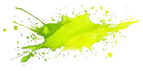Neon Green Watercolor Splash Burst Isolated on Transparent Background