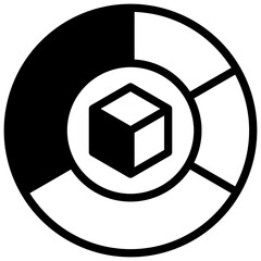 Pie chart. Outlined stroke vector icon with black-filled details.