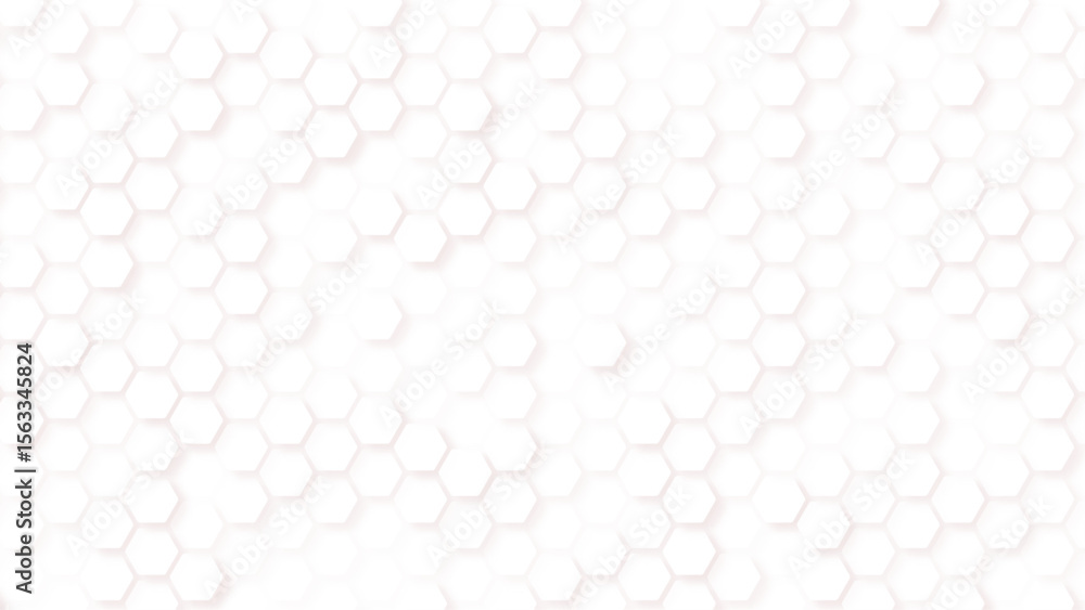 Poster minimal white hexagon background with soft shadows, clean and modern abstract design.