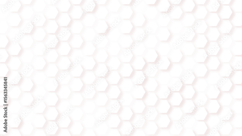 Poster minimal white hexagon background with soft shadows, clean and modern abstract design.