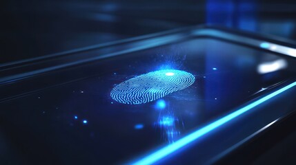 Futuristic Fingerprint Scan:  Digital Biometric Security Technology