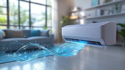 Modern air conditioner in a home