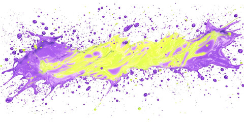 Fototapeta premium Neon Yellow and Electric Purple Paint Splash Isolated on Transparent Background