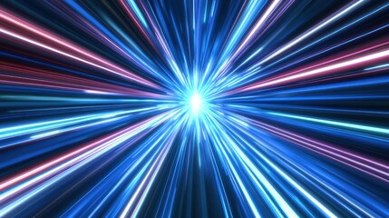 Abstract radial burst of vibrant colored lines radiating from a central point