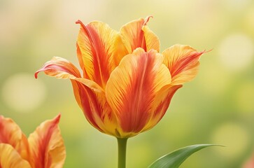 Fototapeta premium Orange Tulip Blooming in Warm Light