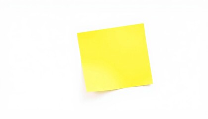 Bright yellow sticky note, playfully curled corner, blank, isolated on white,  empty,   design element