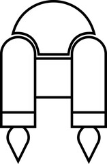 Jetpack line icon. Vector from automation, high tech. Water sport activity on beach with jet backpack symbol. Air fly transportation booster illustration. Space craft futuristic propulsion device sign