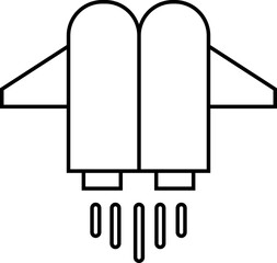 Jetpack line icon. Vector from automation, high tech. Water sport activity on beach with jet backpack symbol. Air fly transportation booster illustration. Space craft futuristic propulsion device sign