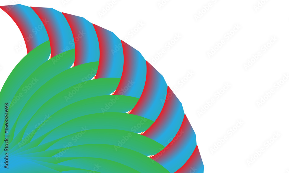 Poster abstract gradient fan shape with green and blue red stripes isolated on transparent background