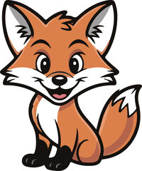 Fototapeta premium Adorable cartoon fox with orange fur white chest and black paws animal cute