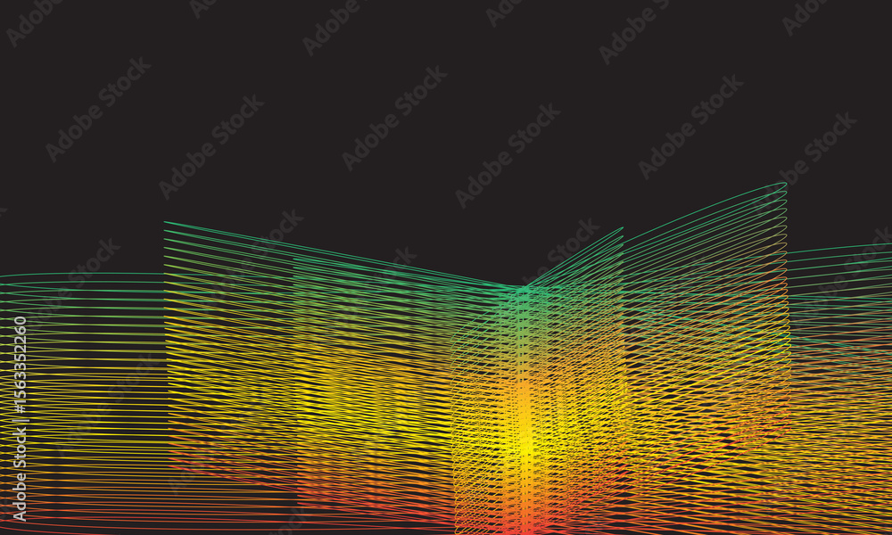 Poster abstract colorful wavy lines forming a dynamic pattern isolated on transparent background