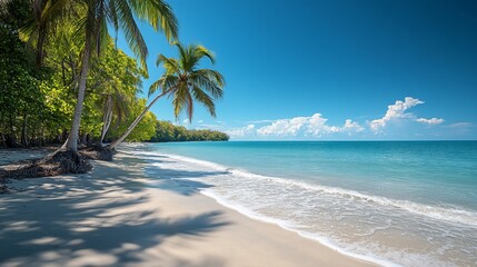 tropical beach with palm trees