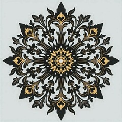 Fototapeta premium Luxury Ornamental Mandala Design in Black and Gold Tones