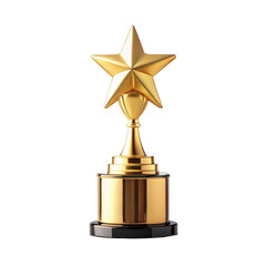 gold star award trophy isolated on transparent background