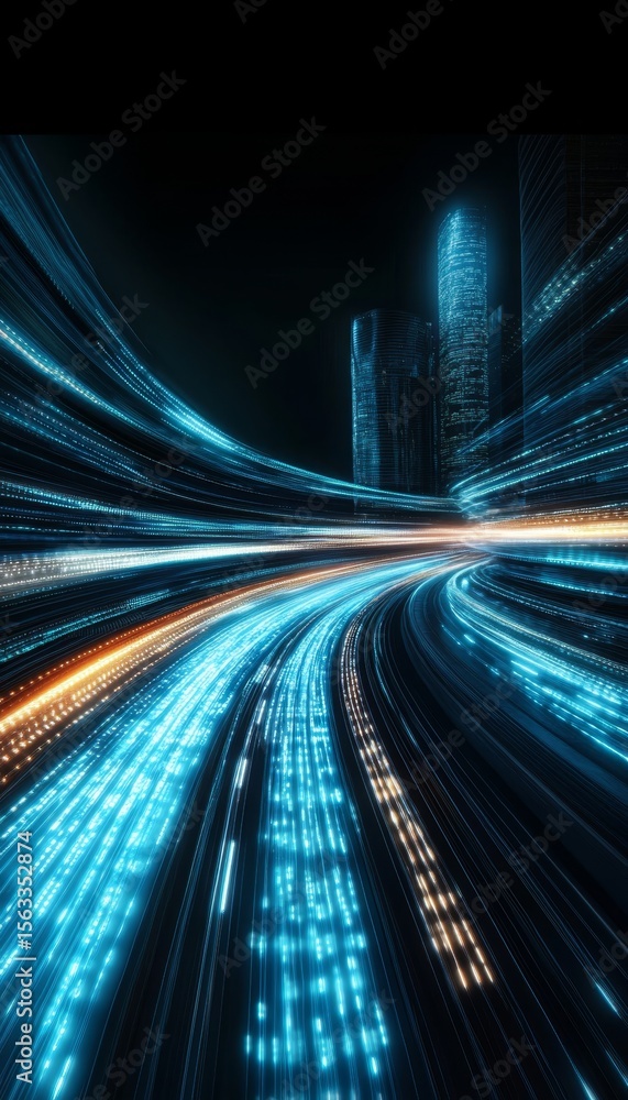 Poster high speed data flow through advanced technological structure in modern digital network environment