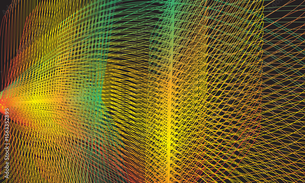 Poster abstract colorful interwoven lines forming a dynamic pattern isolated on transparent background
