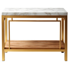 Modern console table with marble top and gold metal frame for hallway