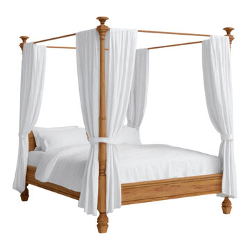 Elegantly Isolated Canopy Bed with Transparent Drapes