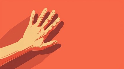 Celebrating international left handers day with creative design ideas. Flat illustration. Horizontal banner. Copy space. Left hand on a red background