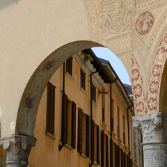 Historic buildings in Piazza Ducale of Vigevano, Pavia, Italy