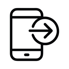 Smartphone with outgoing arrow icon mobile phone
