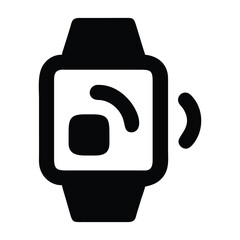 Black smart watch with signal waves wearable technology