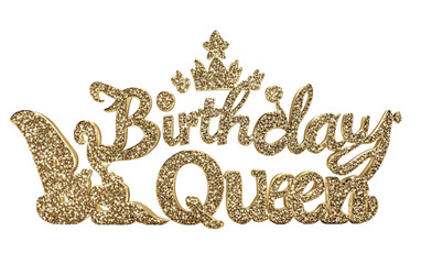 Glamorous queen-themed birthday crown perfect for milestone parties and festive occasions isolated on transparent background PNG
